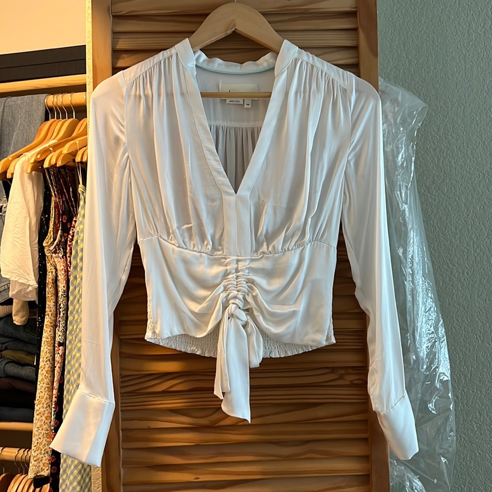 Like new silky cinch waist Anthropologie long sleeve blouse